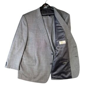 VTG‎ Petrocelli Men 52S 2PC Gray Wool Blend Suit Blazer Jacket Pants Classic Fit